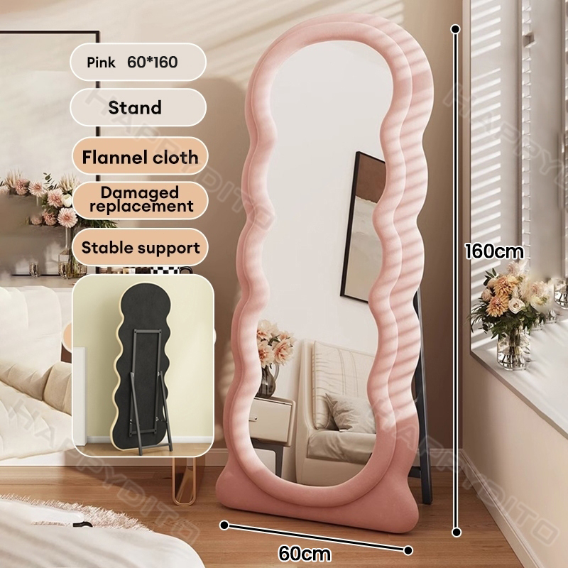 【Warranty】Whole Body Mirror with Stand HD Mirror Full Body Mirror Floor/Wall Mounted Dual Use Hanging Mirror in Bathroom Fitting Mirror Slimming Mirror Household Cloakroom Mirror Full Length Mirror Floor Mirror Wall Mirror for Living Room Bathroom Mirror