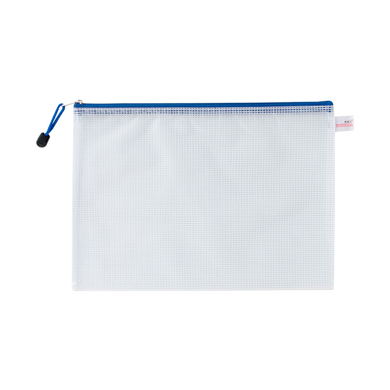 Zipper Mesh Bag A4 Thick Waterproof Document Bag A4 Mesh Transparent Zipper Bag PVC Storage File Student Test Pap Zippered Mesh Bag