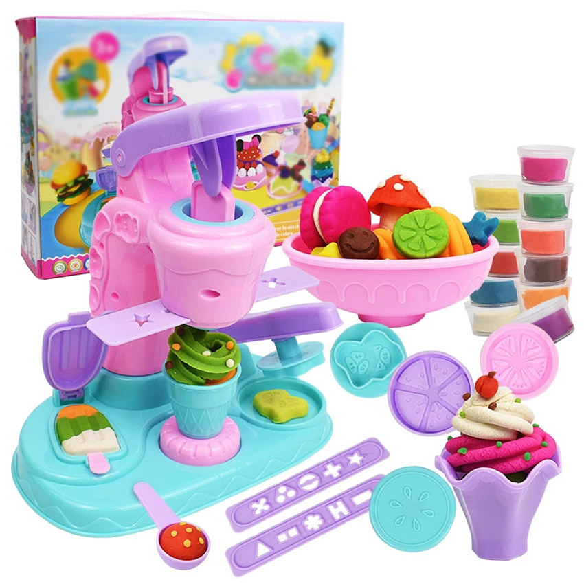 Playdough Set Play Dough Tools 26 PCS Ice Cream Maker Machine Play Dough Kit with 12 Colors Play Doug for Girls Boys Kids and Toddlers