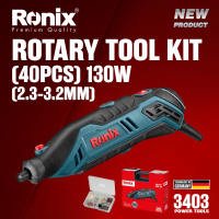 Ronix Tools 3403 Premium Quality German Technology | 130W Rotary Tool Kit | 10000-35000RPM | Multipurpose for Sanding Cutting Grinding Carving Polishing | 40 Accessories | Flexible Shaft | 2.3mm & 3.2mm Bit Holder | Lightweight & Durable | BMC Case