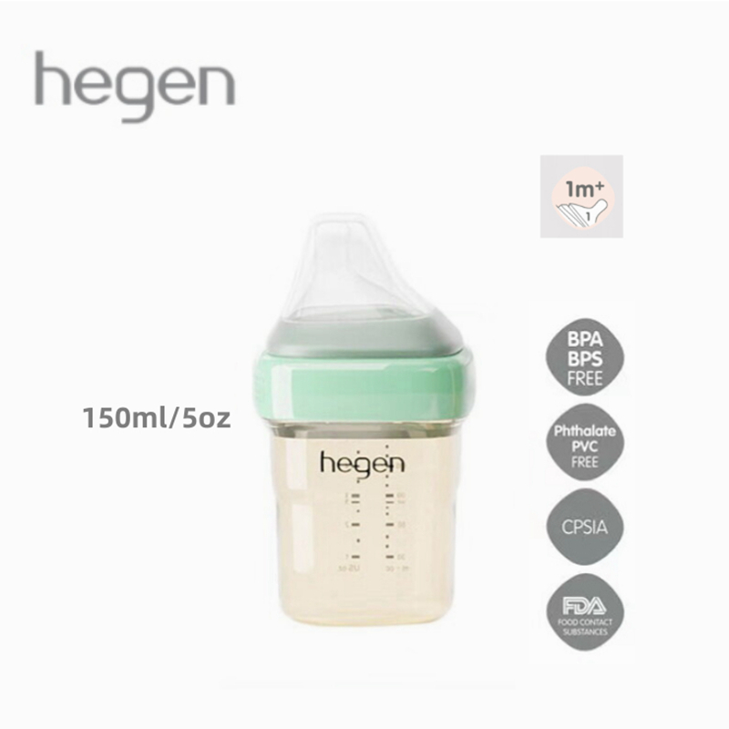 Hegen PCTO Feeding Bottle Wide Neck PPSU 5oz 8oz 11oz Baby Bottle With Anti-colic Teat (Purple/White/Pink/Blue/Green)