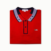 Ducks Unlimited Mens 100% Egyptian Cotton Casual Plain Polo Shirt with Printed Collar - Scarlet Red (712023)