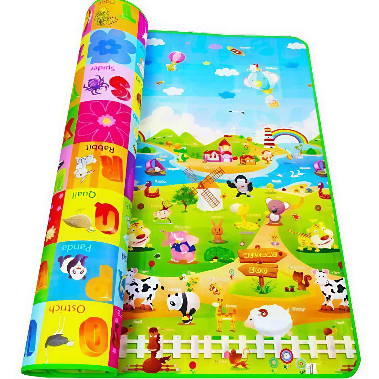 (COD) Foldable Baby play mat crawing pad carpet toddler double-sided pattern thick foam family size 180x200 Floormat banig sleeping mat