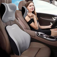 Car Seat Headrest Waist Support Set Premium Car Neck Pillow Lumbar Pillow 100% Pure Memory Foam with Breathable Removable Cover Comfortable Ergonomic & Neck and Waist Pain Relief