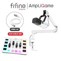 FIFINE AmpliGame AM8 XLR/ USB Microphone Podcast Recording PC Computer RGB microphone Gaming Streaming Mic With Mute Button Headphone Jack Desktop Stand for PCPS4PS5