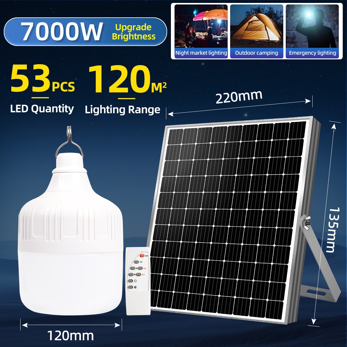 ECOCO Solar bulb outdoor waterproof buy 1 take 1 5000w indoor house with panel for Outdoor Lighting Fishing Camping