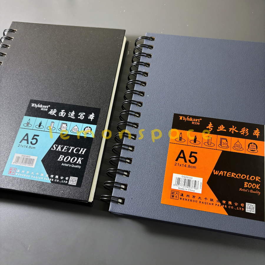 160/60 pages 300gsm 100gsm A3 A4 A5 LESPI Black Spring Sketch Book notebook journal | spiral
