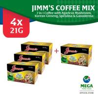 Jimms Coffee Mix |7 in 1 Coffee w/ Agaricus Mushroom Korean Ginseng Spirulina & Ganoderma 21g 3+1