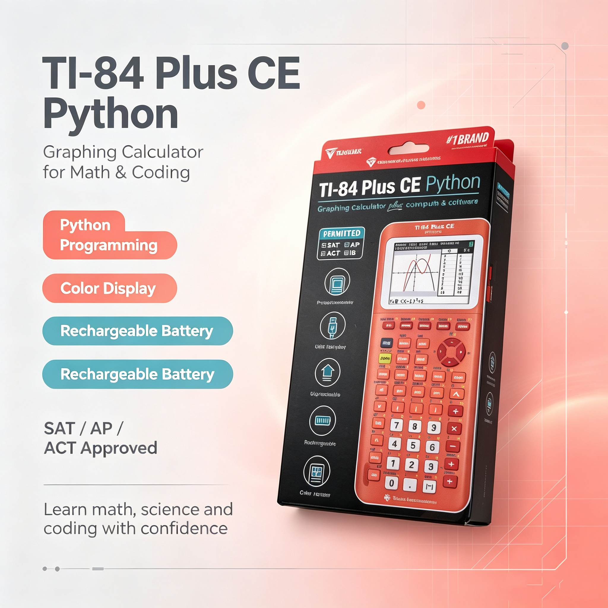 Original Texas Instruments TI-84 Plus CE Python Color Graphing Calculator
