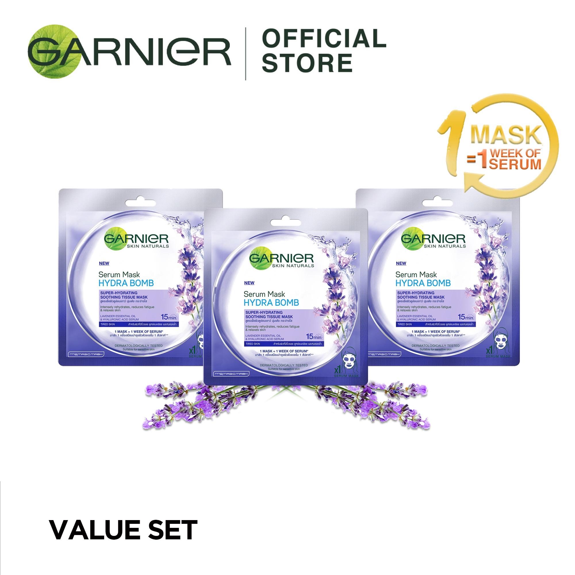 Set of 3: Garnier Serum Face Mask Lavender (Soothing) by Garnier