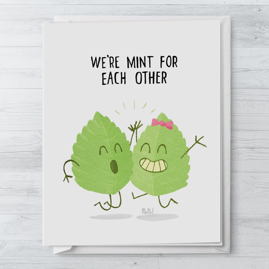Popol - Were Mint For Each Other - Valentines Greeting Card Cute Funny Sweet Love Card Girlfriend I Love You Anniversary