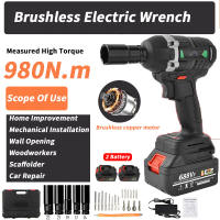 【1 Year Warranty】Hyreto Brushless Impact Wrench Cordless Impact Electric Wrench Impact 2 Battery Drill 2 in 1 Socket Set Rechargeable Power Tools