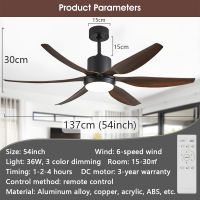 KASIDA retro ceiling fan with light modern 52/54/66inch ceiling fan with led light dc motor ceiling lights with fan and remote 6 Speeds wind 3 Colors dimming ceiling fan heavy duty ceilings fan for living room bedroom dining room kitchen