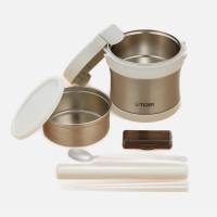Tiger Thermal Lunch Jar LXB-A100 Vacuum Insulated Stainless Steel (SUS 304) Wide mouth (12.2 cm)  2-Compartments for Food & Dish With Spoon & Chopsticks Included.1000ml / 1 Liter