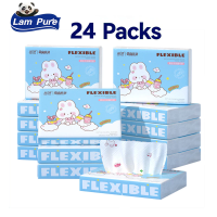 【24 Pack】4-Ply Soft & Moist Facial Tissue | 25 Sheets/Pack | Original Wood Pulp | Air Cushion Technology | Economy Pack for Family