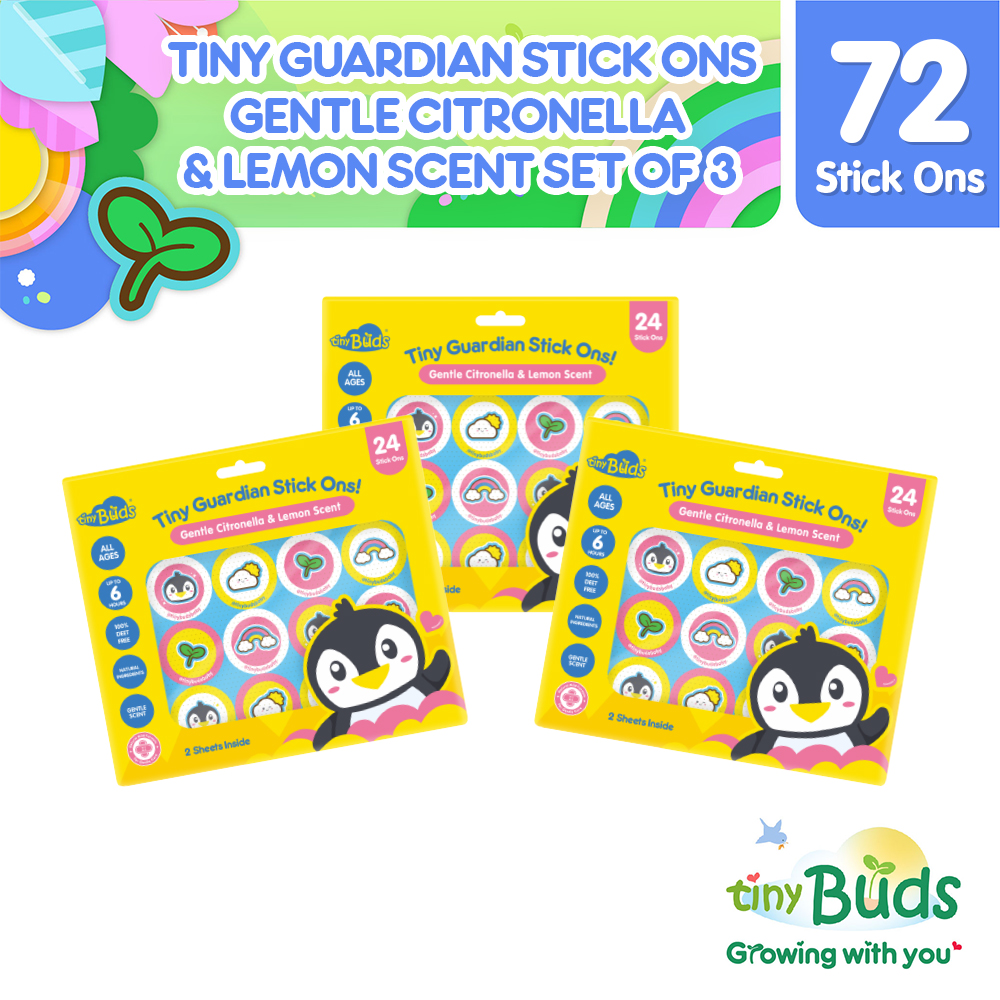 Tiny Buds Guardian Stick Ons Gentle Citronella and Lemon Scent (24 Stickers) Set of 3