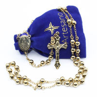 Sacred Stainless Steel Catholic Rosary - Mama Mary Miraculous St Benedict - Free Pouch - Artesano