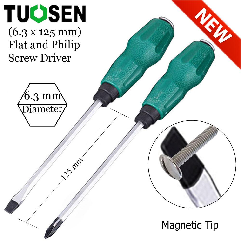 New TUOSEN Chrome Vanadium Magnetic Philip and Flat Screw Driver 1 SET