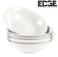 Edge Ceramic Soup Bowl set of 6 Cereal Bowls Set Chip Resistant Dishwasher & Microwave Safe Porcelain Bowls for Kitchen White Bowls for Cereal Soup Rice Pasta Salad Oatmeal