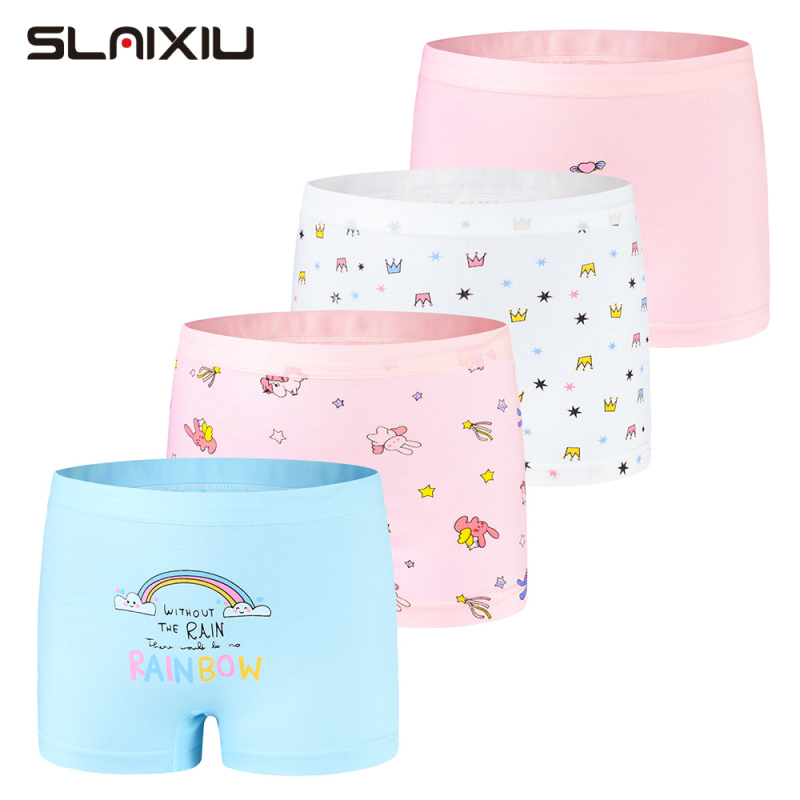 Nơi bán SLAIXIU Kids Girls Underwear Cartoon Rainbow Style Cotton Girl Panties for 2-13 Years Children Shorts Underpants (4pcs)