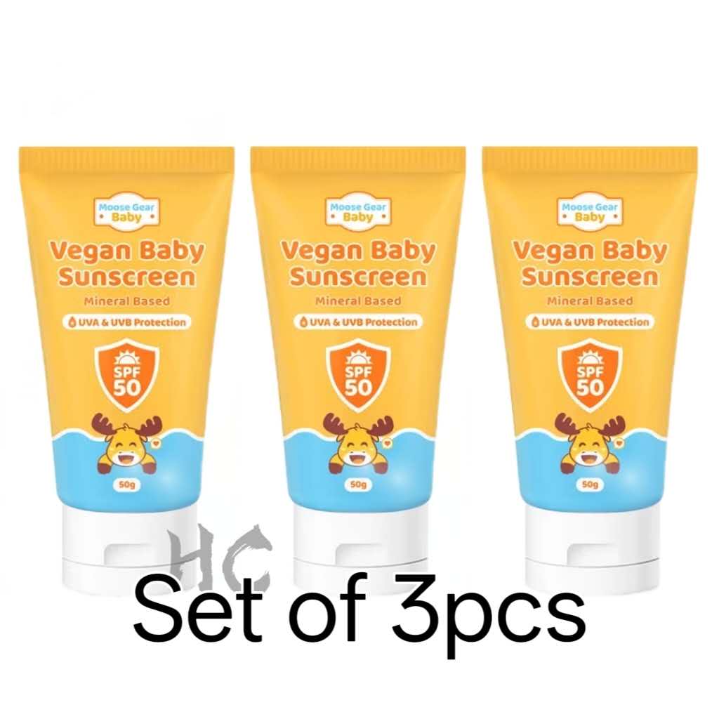 Moose Gear Baby Vegan Sunscreen 50g with SPF50 Water & Sweat Resistant (NO WHITE CAST)