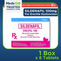RX: ERECFIL-100 Sildenafil 100mg - 1 Box x 8 Tablets | for Erectile Dysfunction