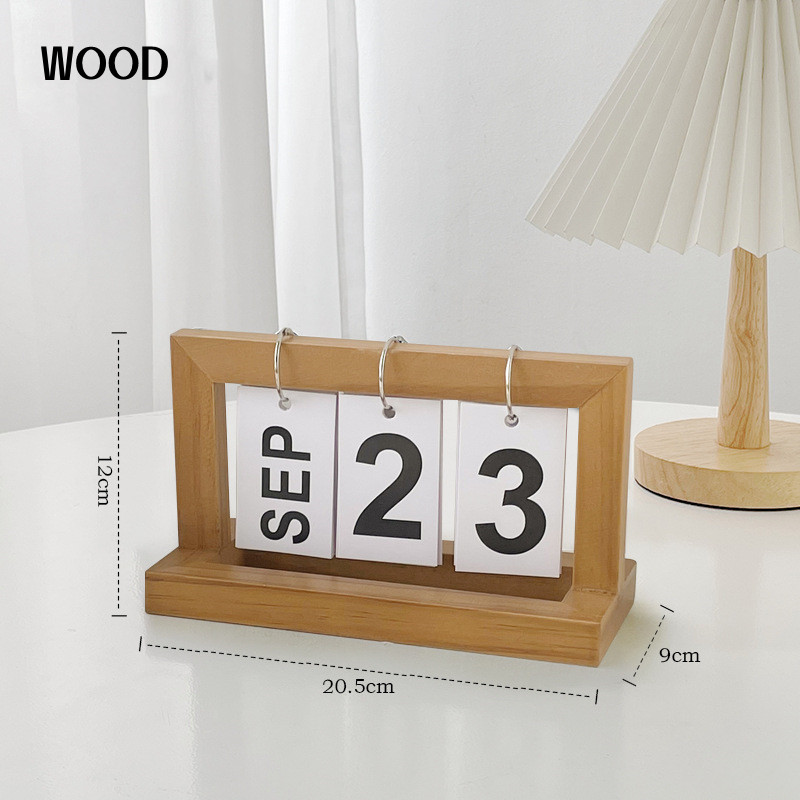 Wooden Desk Calendar Vintage Wood Flip Calendar Home Office Desktop Office Decor Calendar