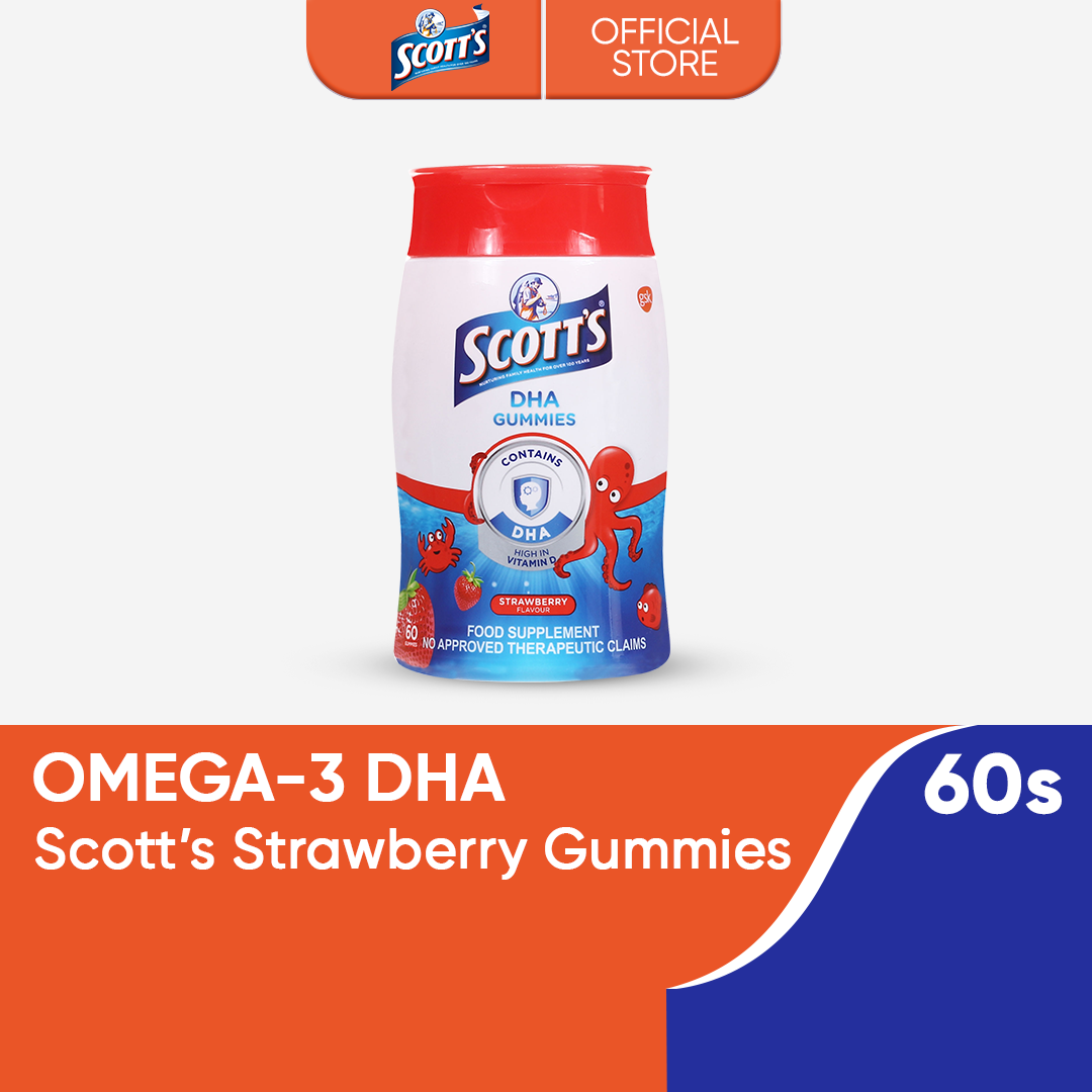Scotts DHA Gummies Strawberry 60s with Omega-3 DHA that Helps Support Brain Development