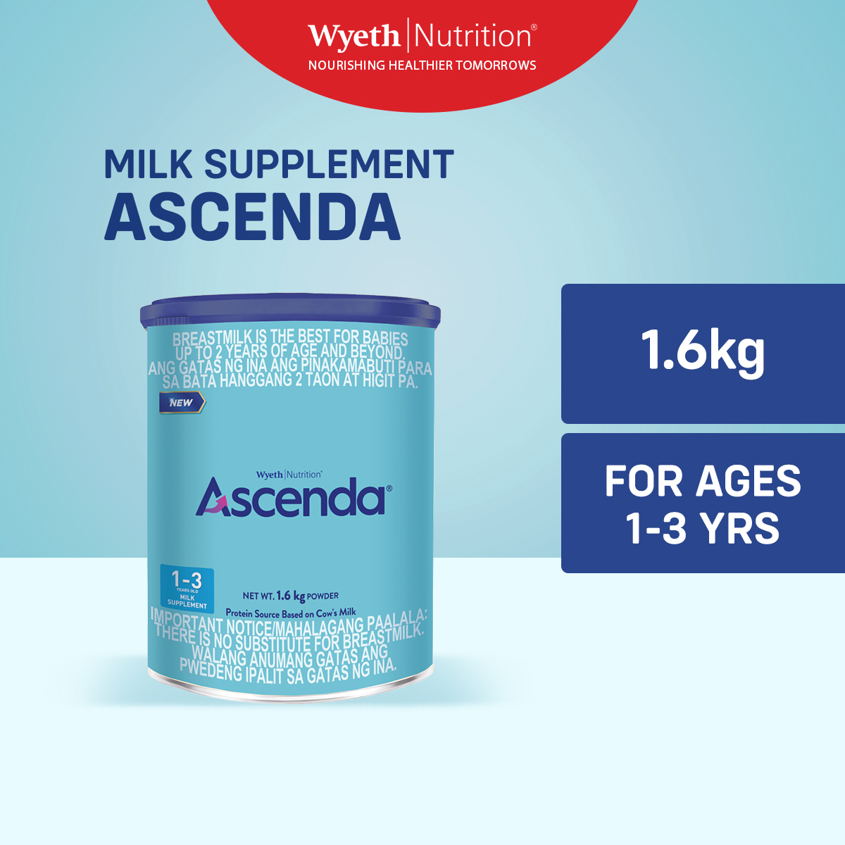 ASCENDA Three Milk Supplement Powder for Children 1-3 Years Old 1.6kg