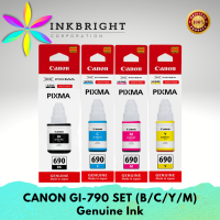 Original Canon GI 790 Ink Black Cyan Yellow Magenta SET - Gseries G1000 G1010 G2010 G2000 to G4000 (GI790 GI-790)