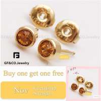 Buy One Take One GF&Co.Birthstone Earrings 18K Gold Stainless Stud Earrings EZ3011