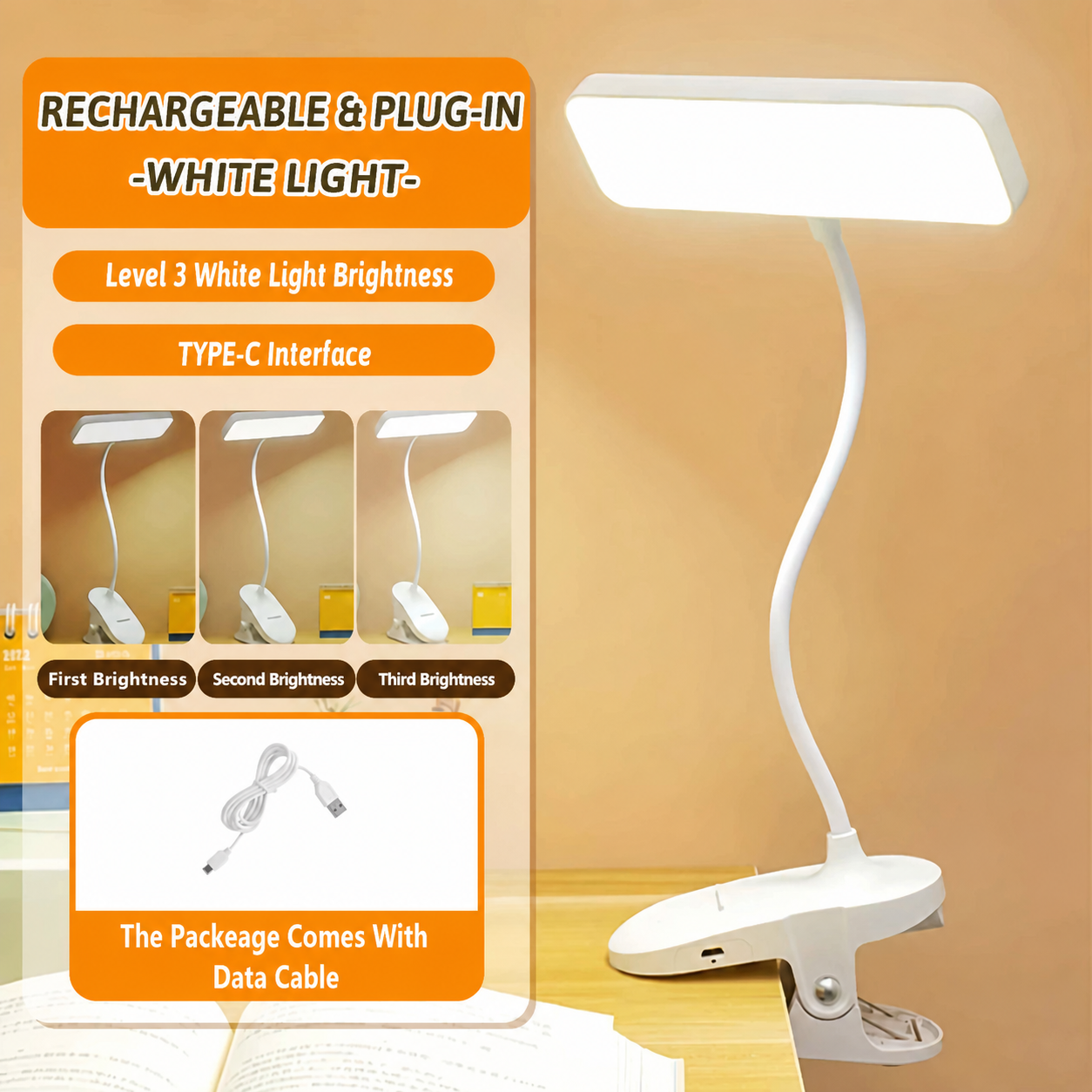 Goldstar Foldable Desk Lamp Dual Head LED Table Lamp Rechargeable Study Lamp Reading Light