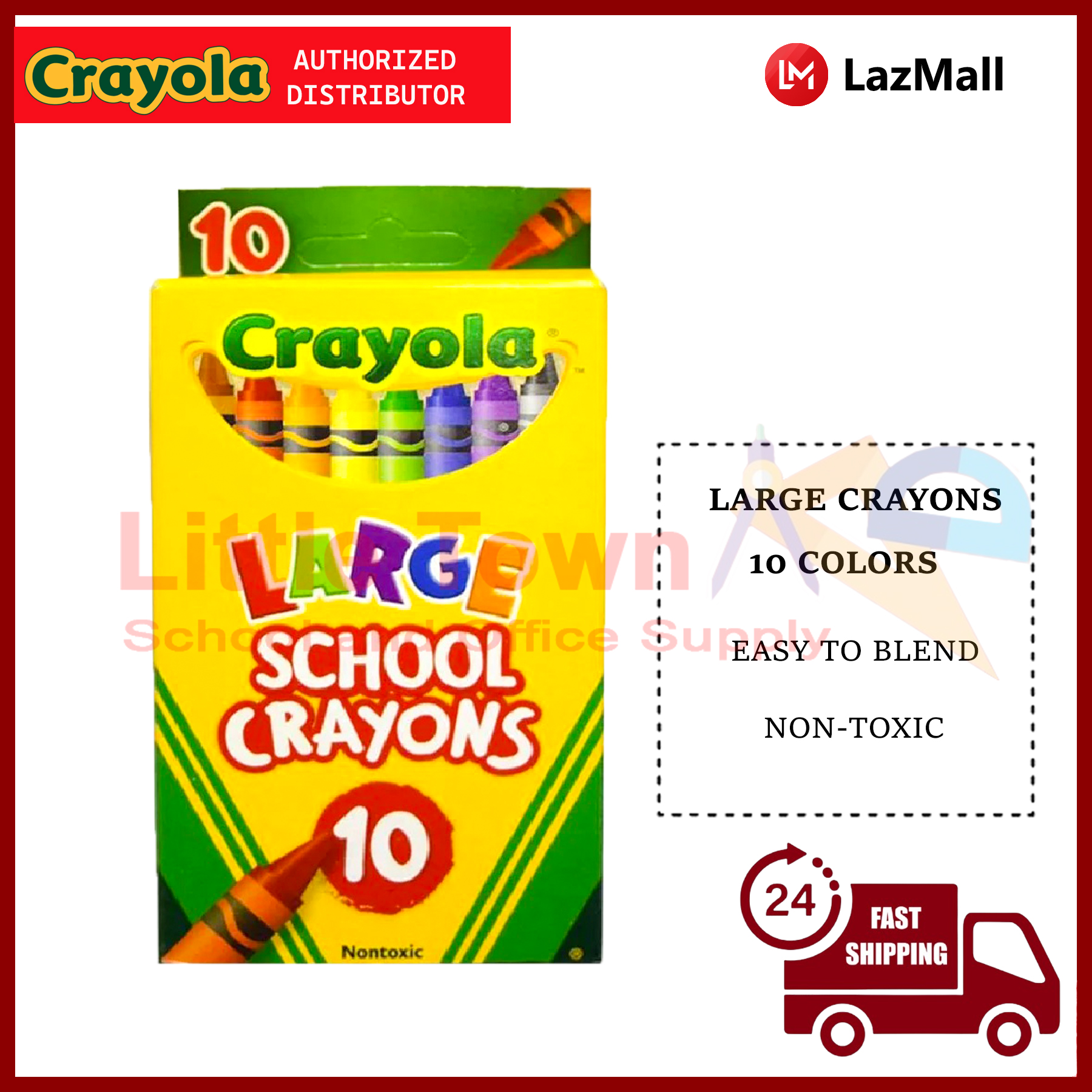 Crayola Large 10 Colors School Crayons