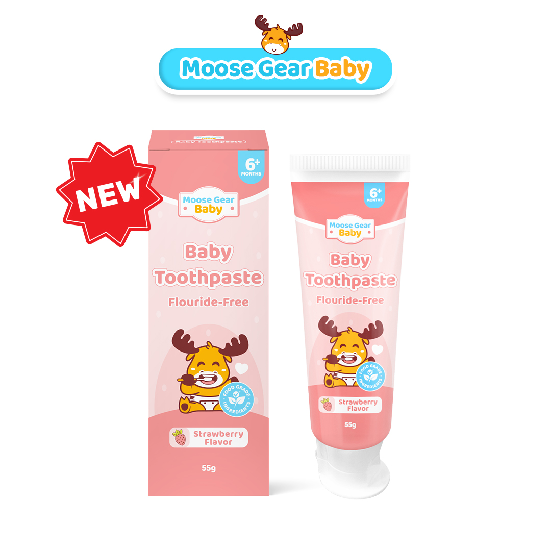 Moose Gear Baby Toothpaste 55g Strawberry Flavor without Fluoride Safe if swallowed
