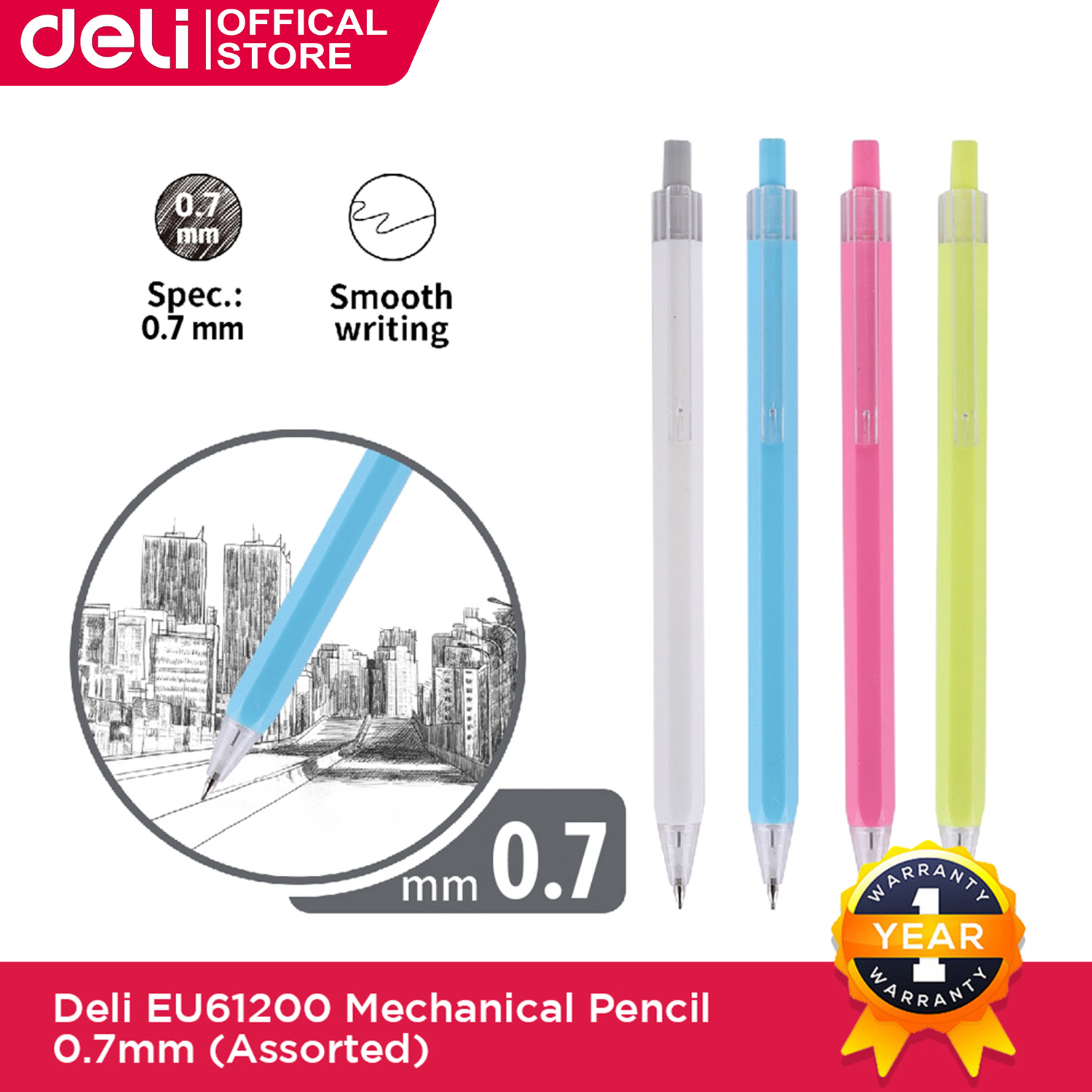 Deli Mechanical Pencil 0.7mm Assorted EU61200
