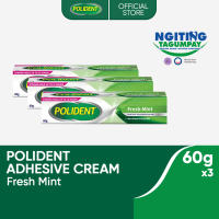 Polident Denture Adhesive Cream Fresh Mint 60g x3 12-hr Strong Kapit Gum Comfort Food Blocker