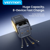 Vention 50000mAh Powerbank Heavy Duty Original Outdoor Power Station Built in 4 Cord 4-Level Lighting 22.5W Fast Charging LED Display for iPhone 18 17 16 15 Pro Max Samsung Galaxy S23 S24 Xiaomi 14 Power Bank