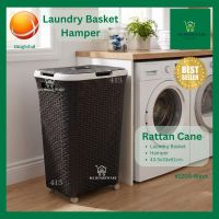 Rattan Cane Mocha Laundry Basket Hamper with Wheels Cover Lagayan ng Labahan Labahin - Uniglobal #1200