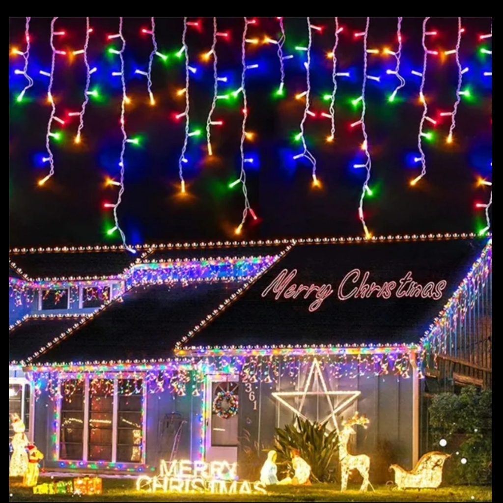 Outdoor Christmas Decorations Waterfall Solar Lights LED 8 Modes Tree Lights Gift Patio Lights Decor