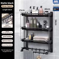 DecorX Stainless Steel 3-Layer Bathroom Shelf Bathroom Organizer Towel Rack Wall Mounted Organizer Shelf Rack With Hooks