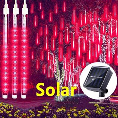 [COD]Solar/Plug in Meteor Shower Rain Lights LED Outdoor Waterproof Icicle Fairy String Lights for Home Garden Christmas Raya Decoration