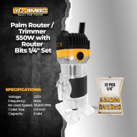 Yojimbo Palm Router / Trimmer 550W with Router Bits 1/4″ Set