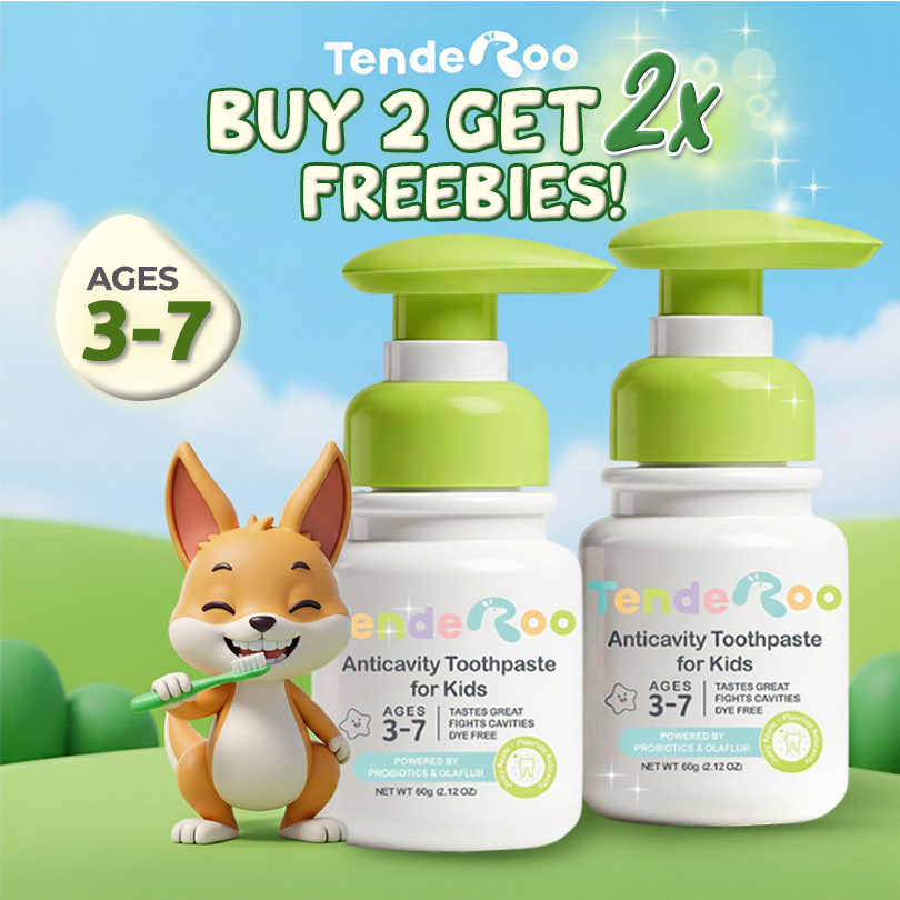 Tenderoo Toothpaste Kids 3-7yr Green Apple Flavor - 60g -Buy2 Get 2X Freebies