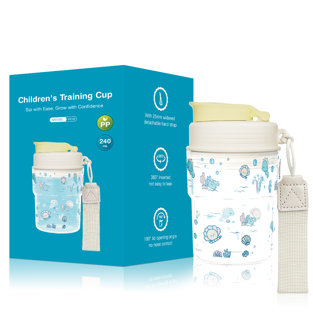 Dr.isla WC36/WC37 Training Cup Sip & Snack Cup 240ml/300ml Childrens Sippy Cup Kids Sipping Water Cuvette Baby