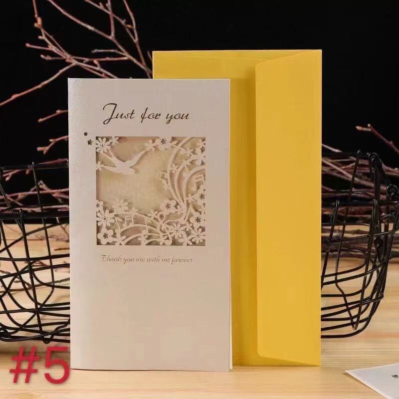 Korea Creative Greeting Card Elegant Hollow Lace Carving Pearlescent Blessing Card Birthday Card