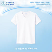 Cotton Central™ Basic White T-Shirt (Kids - Adult) Round V Neck Mens Ladies Boys Girls Kids Unisex School Uniform plain short regular fit Kentucky USA Crown Blue Red White Black Corner Hane Fruit Gild Loom Whistle