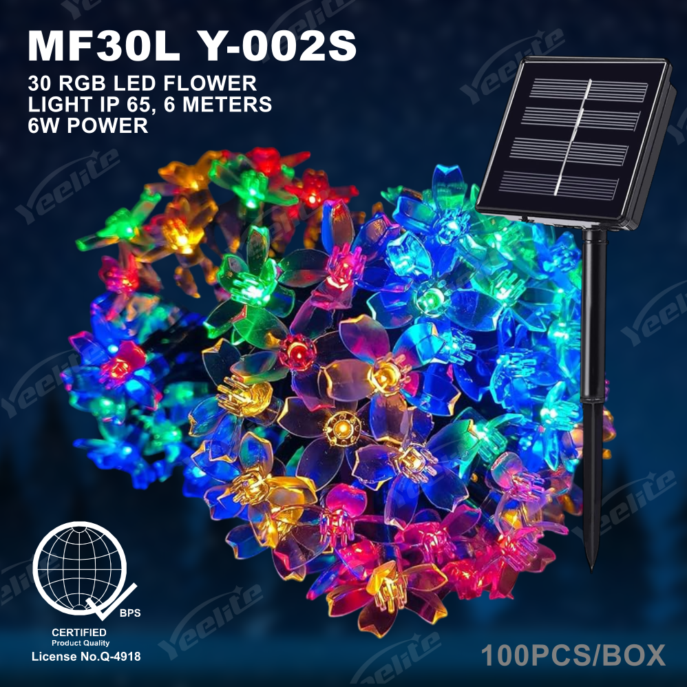 YEELITE 30 LED Outdoor waterproof cherry blossom color changing fairy garden solar string lights LED Christmas tree decoration lights