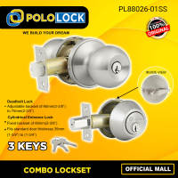 Pololock Combo Lockset Stainless Steel Doorknob And Single Deadbolt Lock Home Security Entrance Door Knob PL88026-01SS