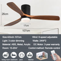 GOGEOUS ceiling fan with light modern design 3 blades big 42/48 inch ceiling fan with lights and remote tricolor dimming 6-speed wind industrial fan light nordic ceiling fan with light for library meeting room office dining room living room