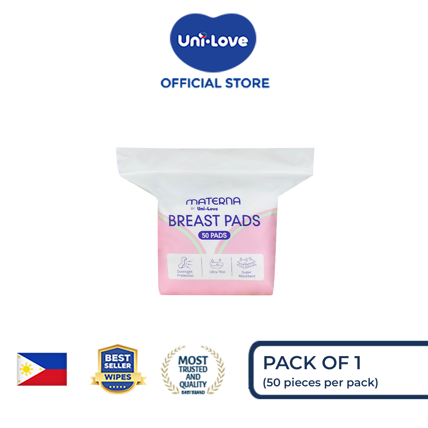 UniLove Materna Breastpads 50s (New Packaging) Pack of 1
